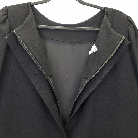 Vtg Nat Kaplan Couture Shift Dress 14 Black Long Sleeve Layered Ribbon Bow 80's - Picture 11 of 16